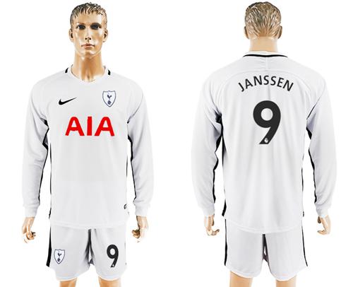 Tottenham Hotspur #9 Janssen Home Long Sleeves Soccer Club Jersey - Click Image to Close